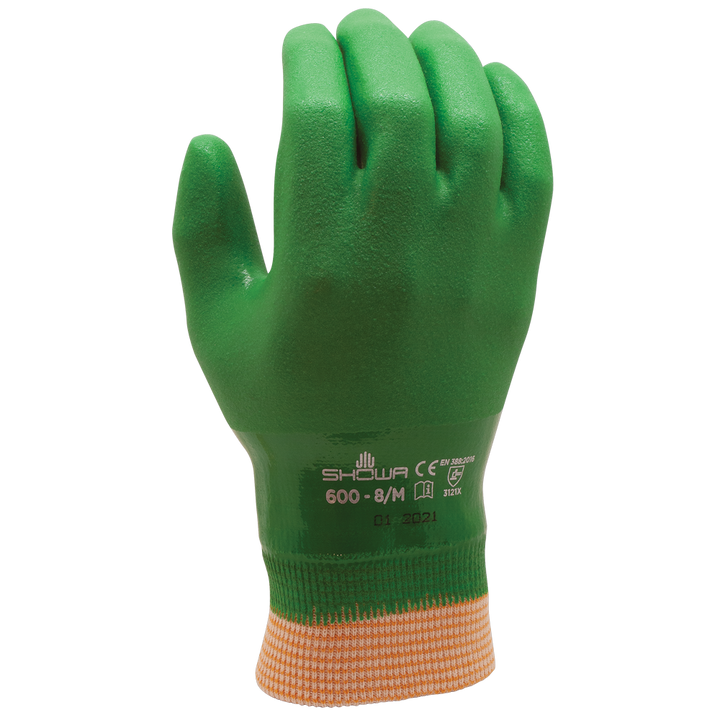 600 Showa Green Gloves w/ Knit Cuff
