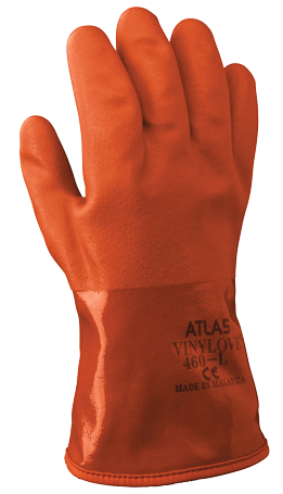 Showa 460 Insulated Rough Grip Orange PVC Coated Winter Work Gloves, X-Large