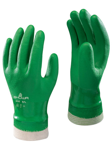 600 Showa Green Gloves w/ Knit Cuff