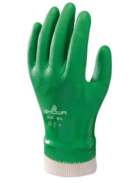 600 Showa Green Gloves w/ Knit Cuff