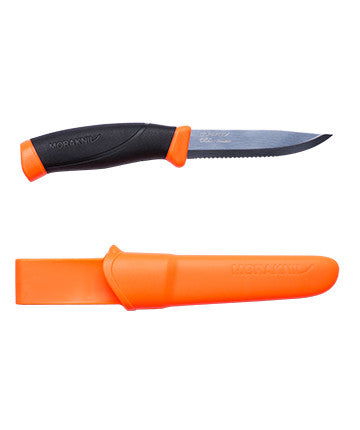 Morakniv Orange Serrated Companion Knife with sheath